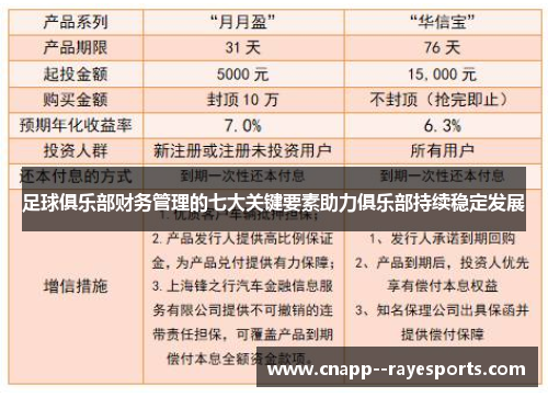 足球俱乐部财务管理的七大关键要素助力俱乐部持续稳定发展